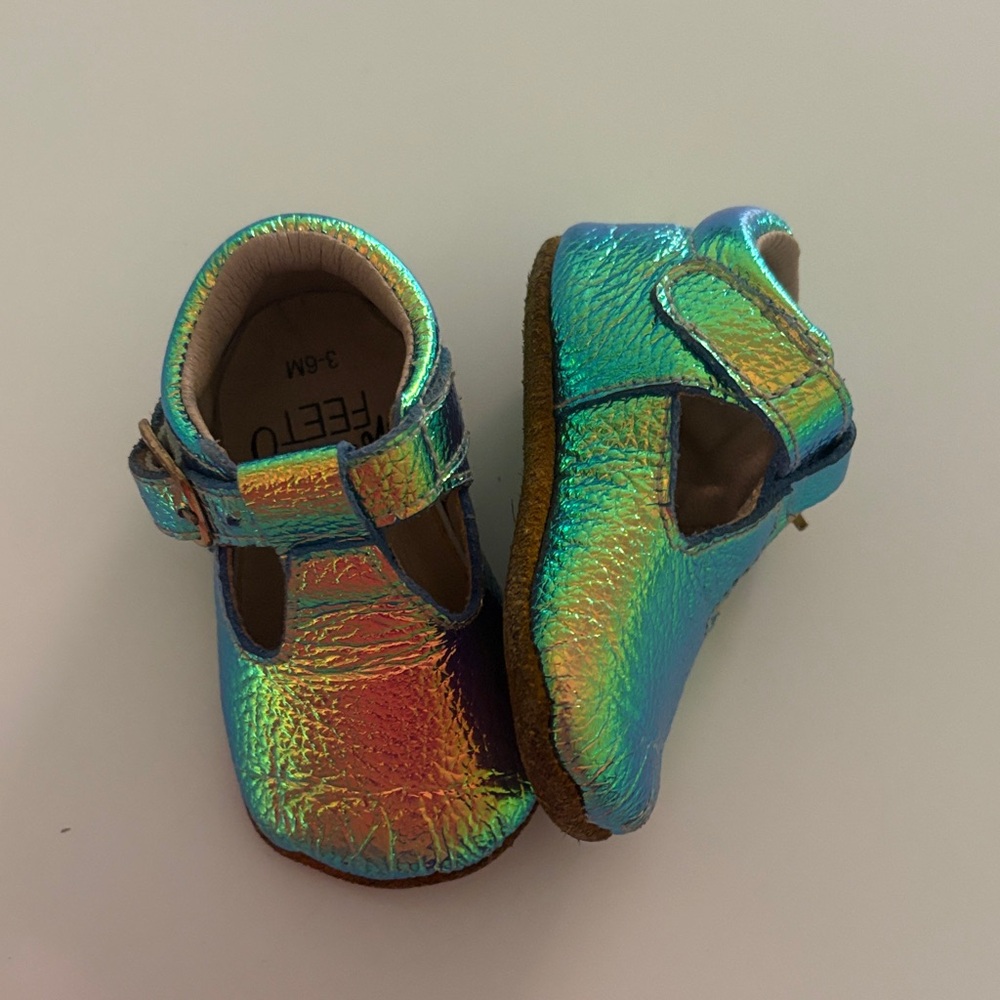 Monkey Feet Shimmering Blue Baby Shoes